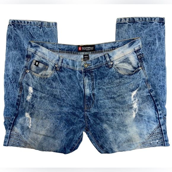 Southpole Baggy Jeans Men 42x32 * Distress 90s Y2K Blue Hip Hop Skater 82628 - Picture 1 of 16